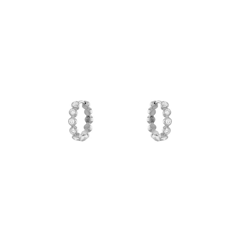 18 Karat White gold Gold modern Bezel Diamond Huggie earrings