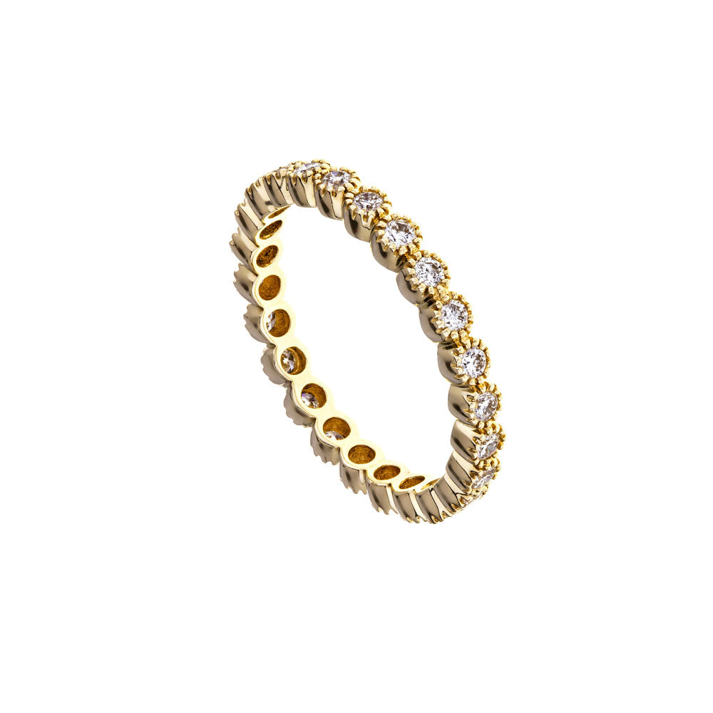 18 Karat Yellow Gold Bezel band with Diamonds
