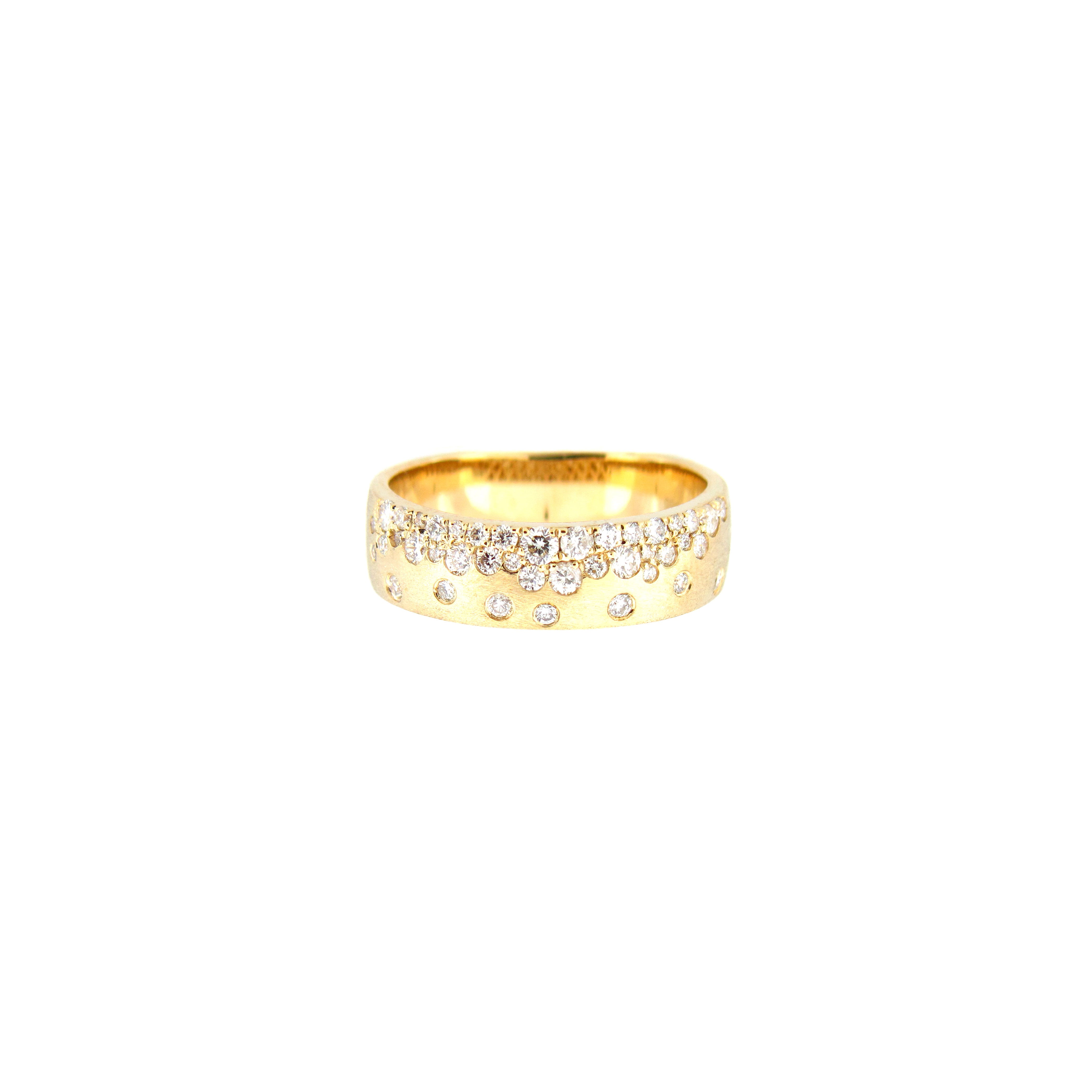 4 karat yellow gold Confetti ring with flush set diamonds