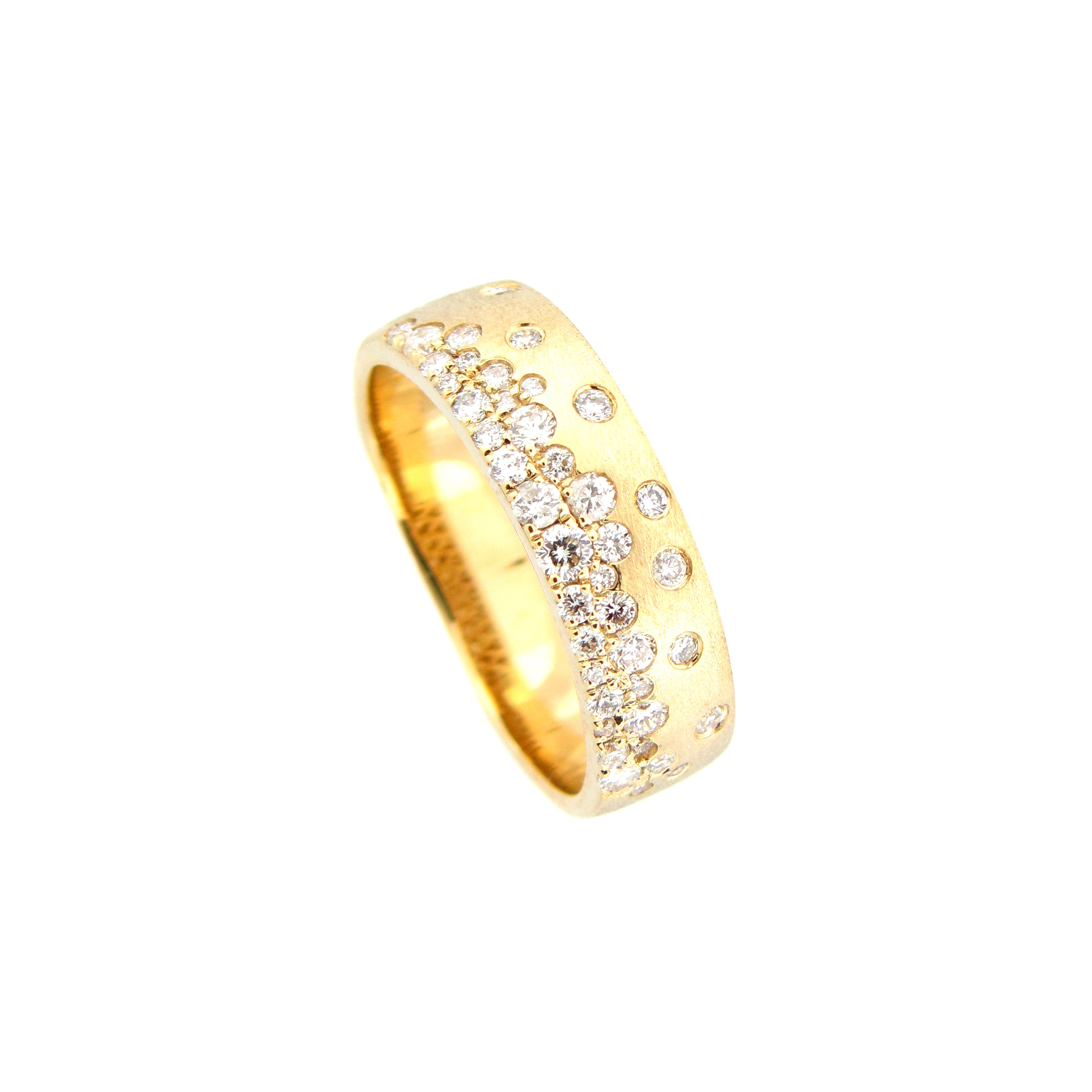 4 karat yellow gold Confetti ring with flush set diamonds