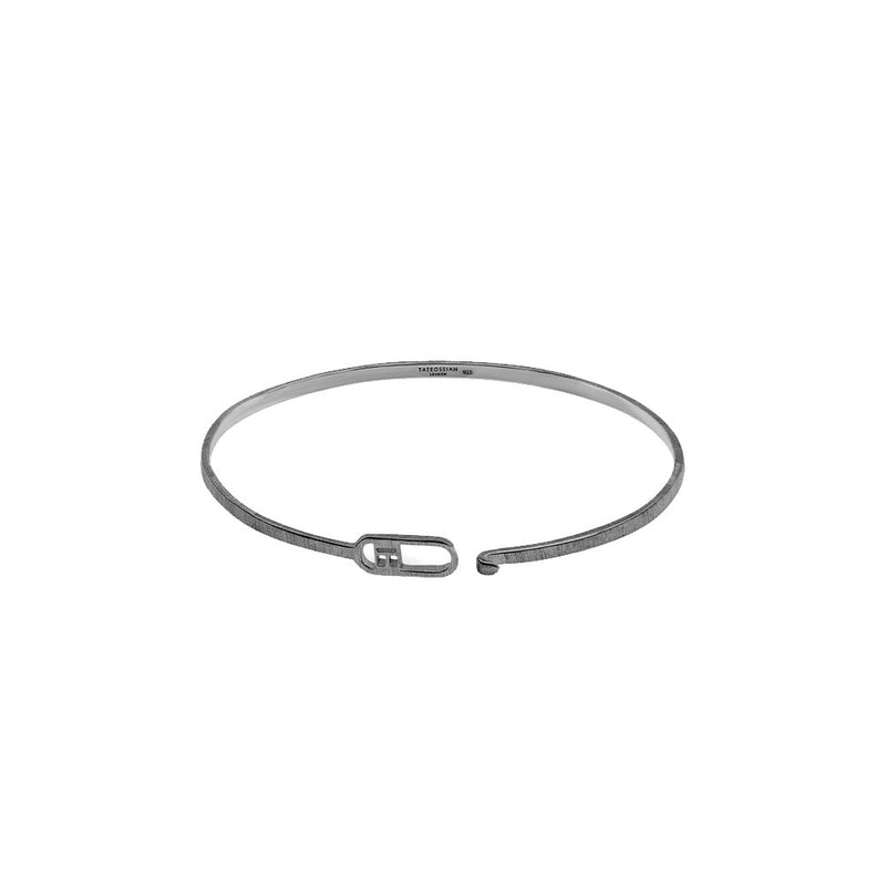 Sterling Silver T Bangle with Black Rhodium Finish