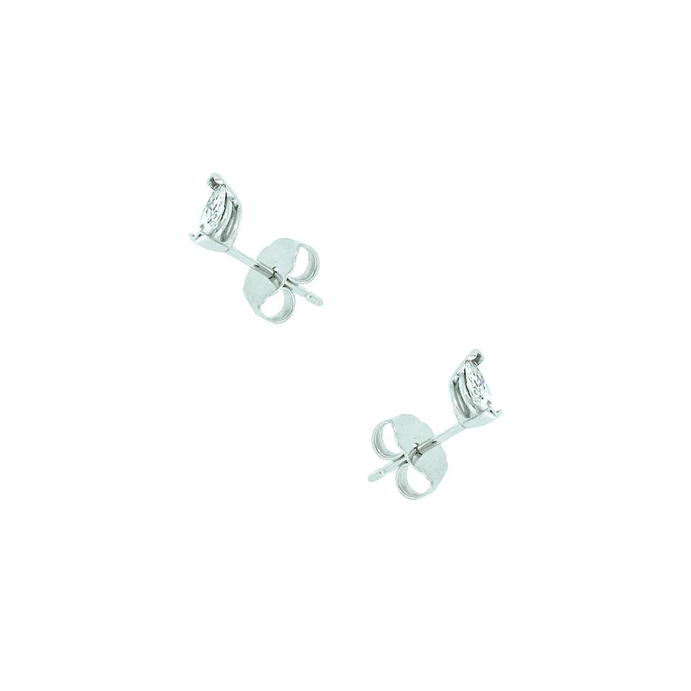 14 Karat White Gold Stud Marquise Diamonds