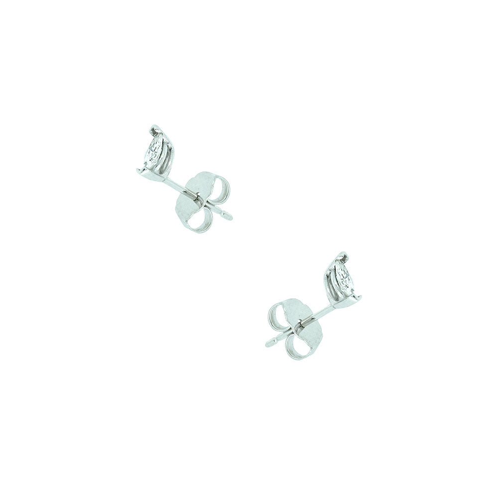 14 Karat White Gold Stud Marquise Diamonds