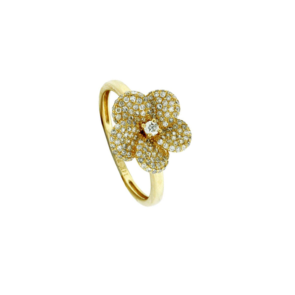 14 Karat Rose Gold Flower Ring With Diamonds