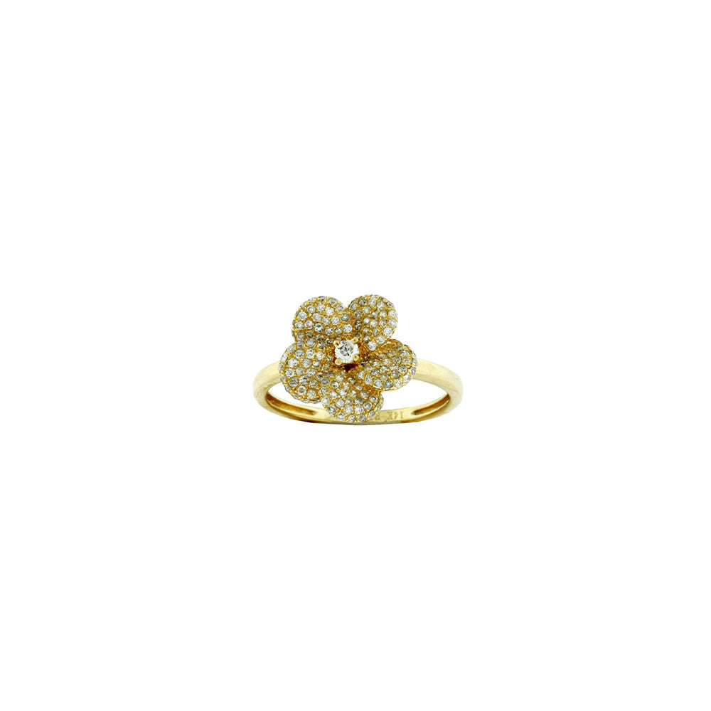 14 Karat Rose Gold Flower Ring With Diamonds