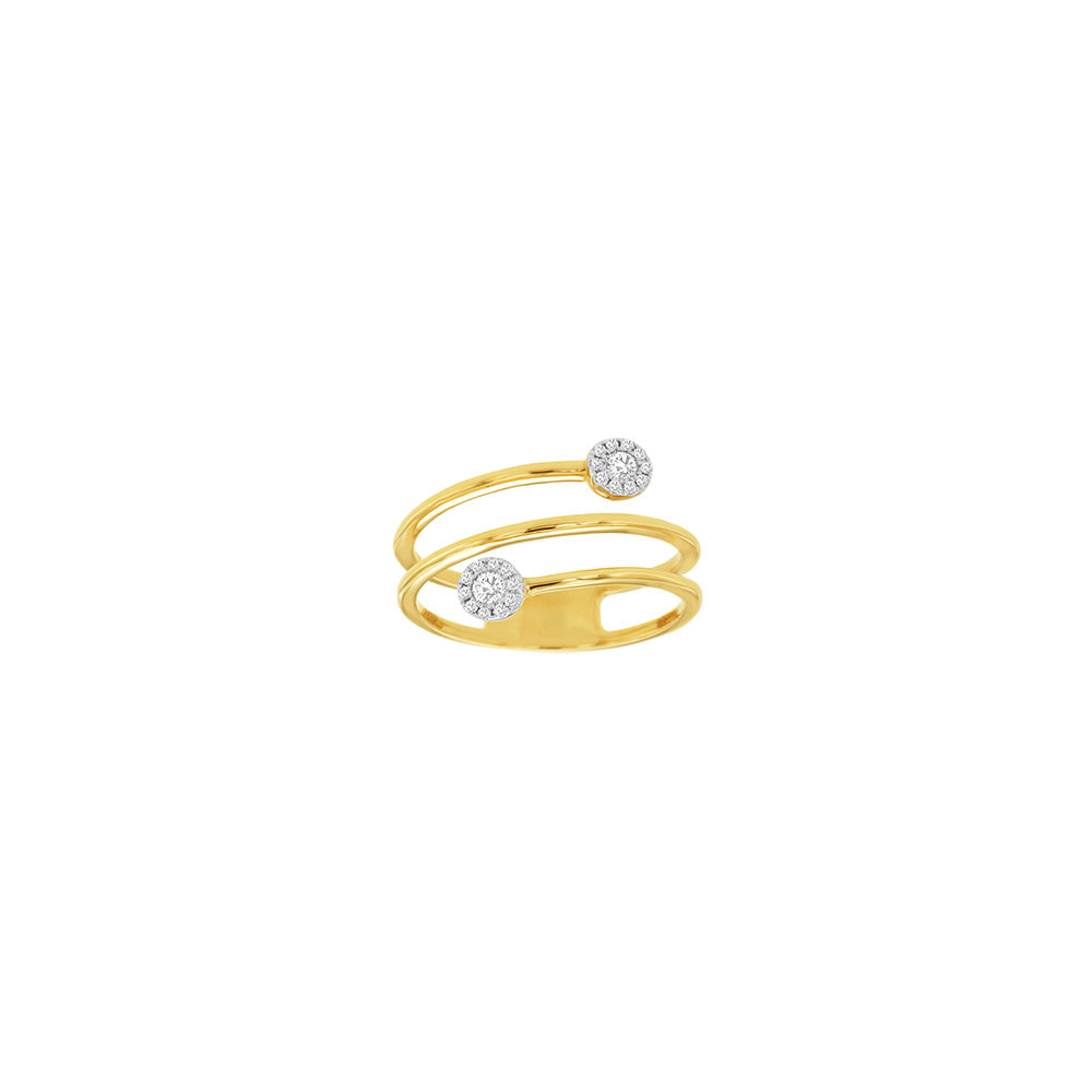 14 Karat Yellow Gold Wrap Ring With Diamonds