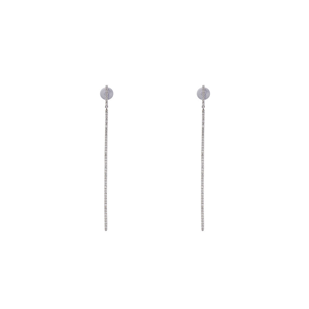 18 Karat White Gold Drop bar Earrings with Diamonds