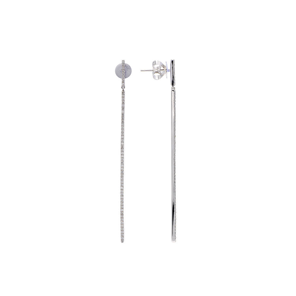 18 Karat White Gold Drop bar Earrings with Diamonds