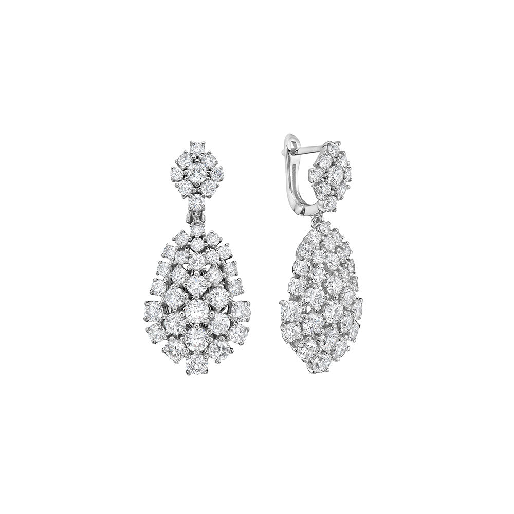 18 Karat White Gold Drop Earrings with Diamonds