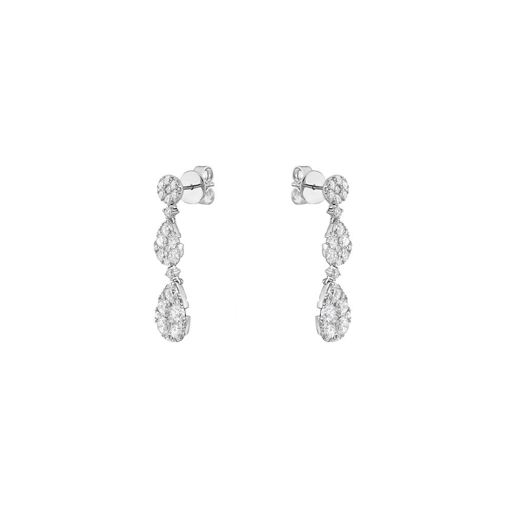 18 Karat White Gold Pear Drop Earrings with Diamonds