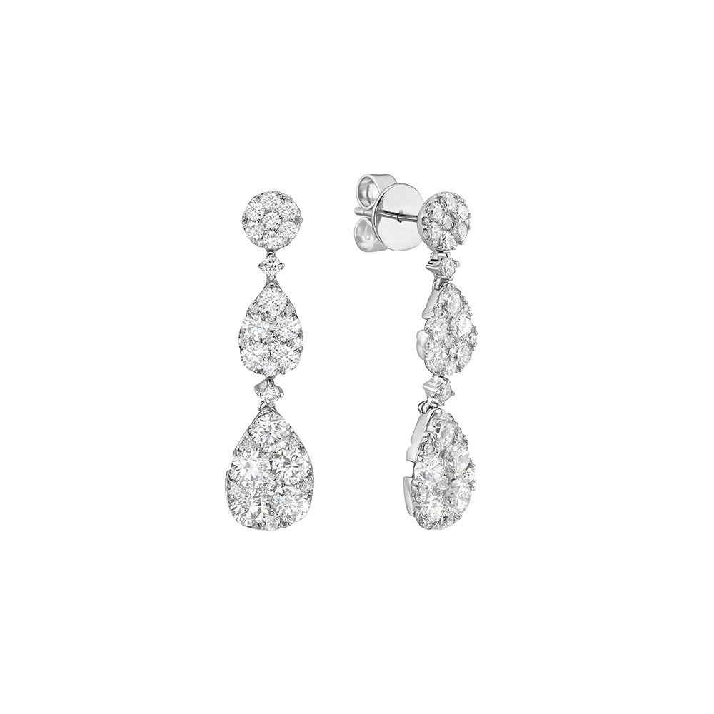 18 Karat White Gold Pear Drop Earrings with Diamonds