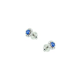 14 Karat White Gold Sapphire Earrings with Diamond Halo