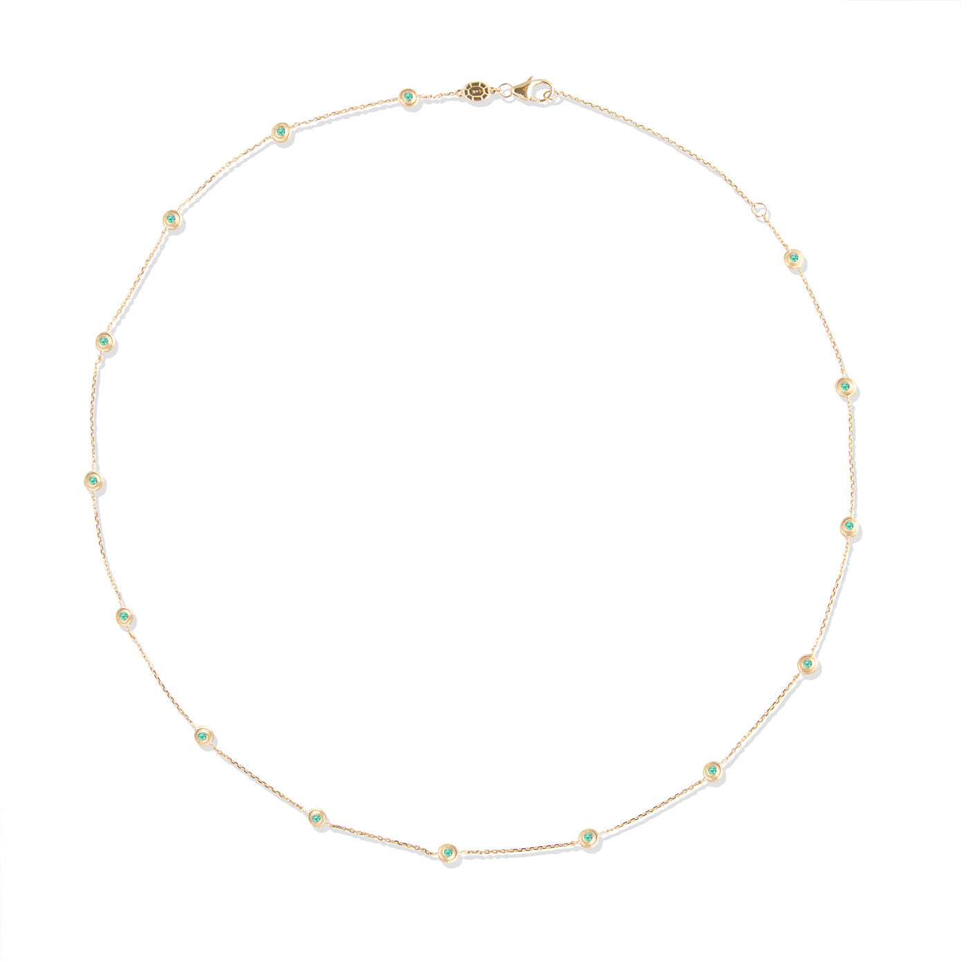 14 Karat Yellow Gold Evolve Emerald Station Necklace