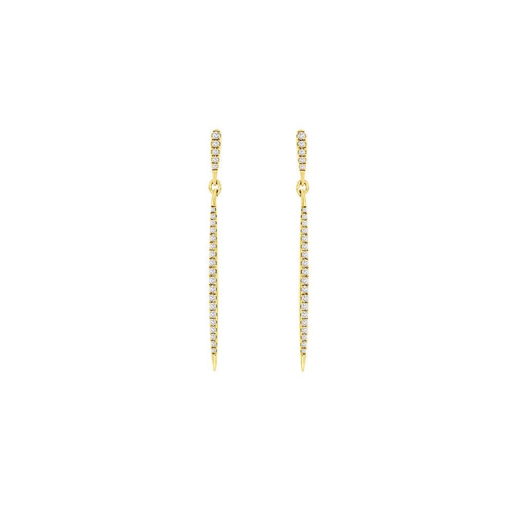 14 Karat Yellow Gold Prism Drop Earrings With Diamonds