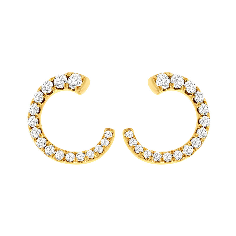14 Karat Yellow Gold Antler Earrings With Diamonds