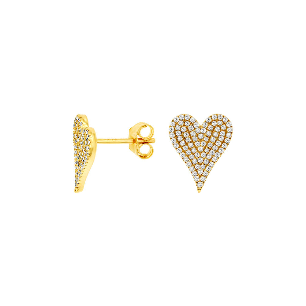14 Karat Yellow Gold Heart Earring With Diamonds