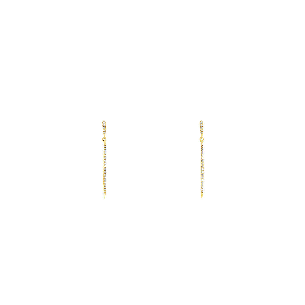14 Karat Yellow Gold Prism Drop Earrings With Diamonds