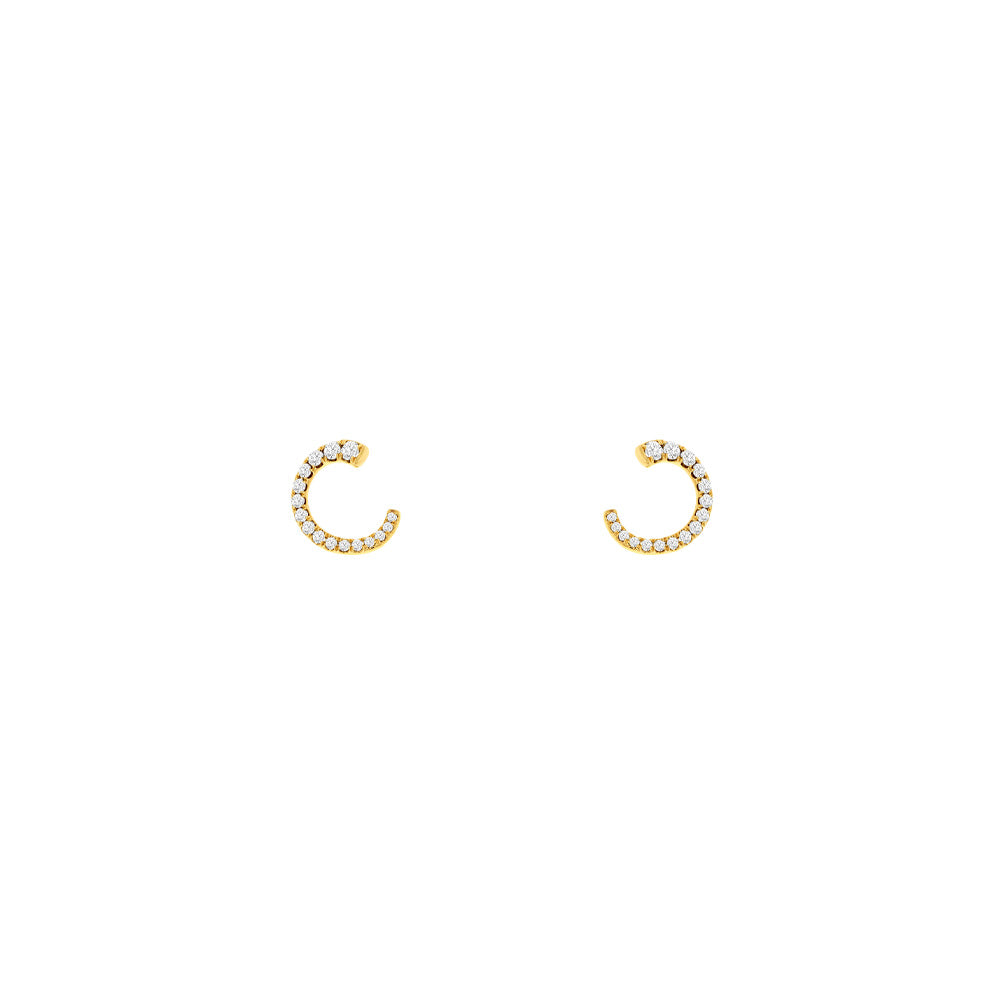 14 Karat Yellow Gold Antler Earrings With Diamonds