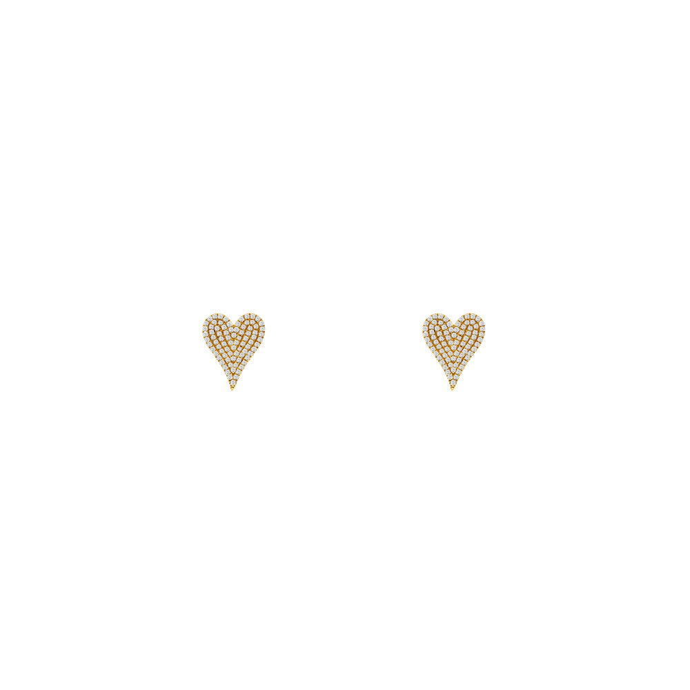 14 Karat Yellow Gold Heart Earring With Diamonds