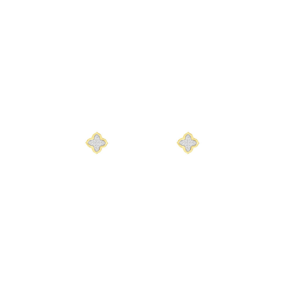 14 Karat Yellow Gold Clover Earrings With Diamonds