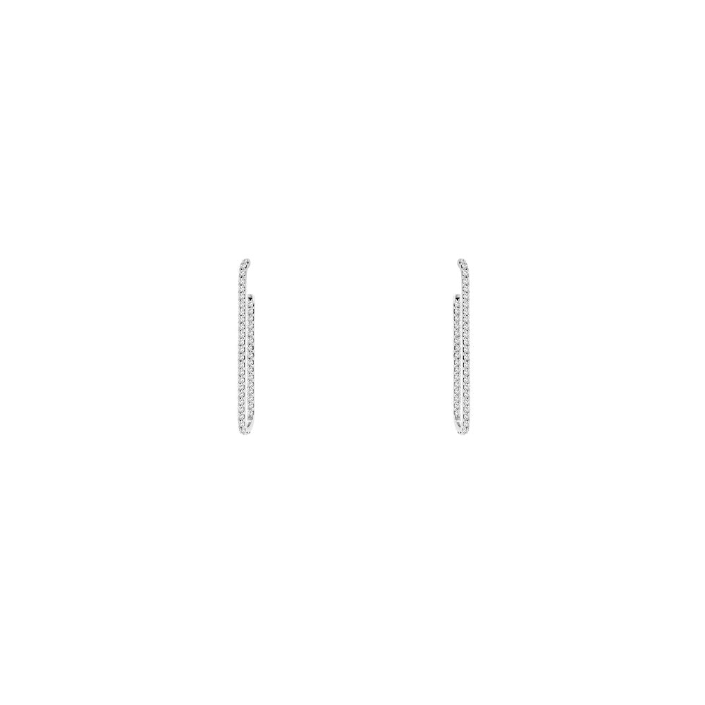 14 Karat White Gold Paper Clip Earring With Diamonds