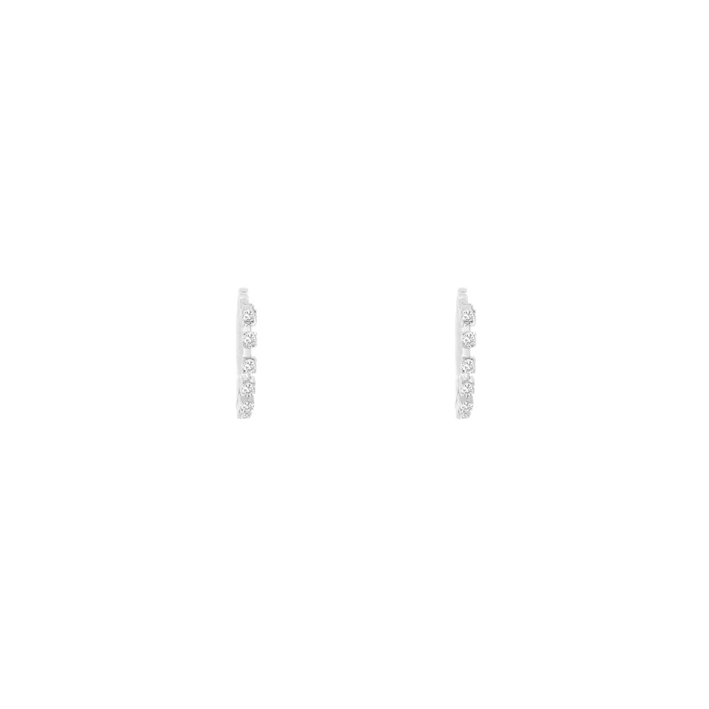 14 Karat White Gold Hoop Earrings With Diamonds
