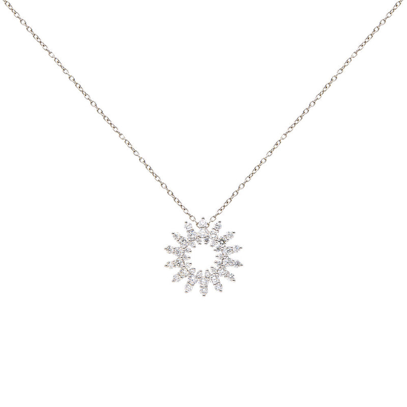 18 Karat White Gold Starburst Necklace with Diamonds