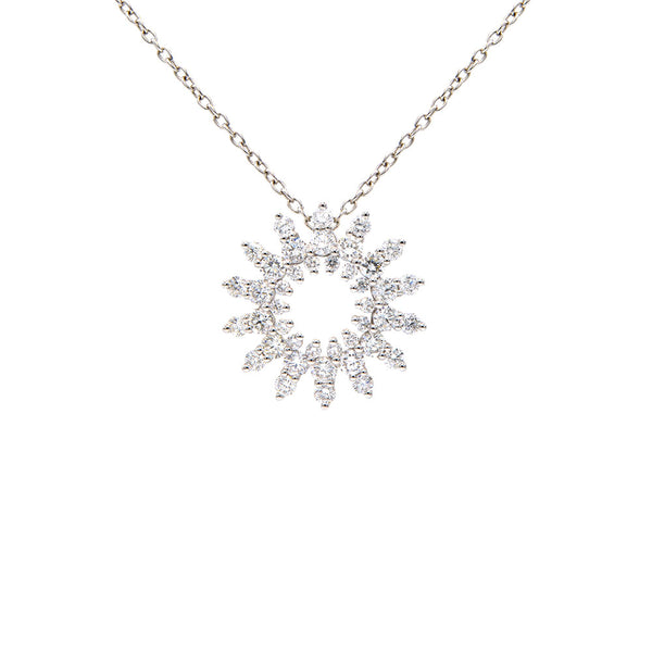 18 Karat White Gold Starburst Necklace with Diamonds