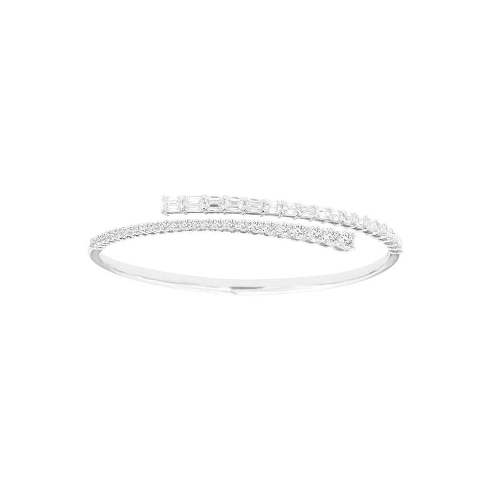 14 Karat White Gold Wrap Bangle With Diamonds