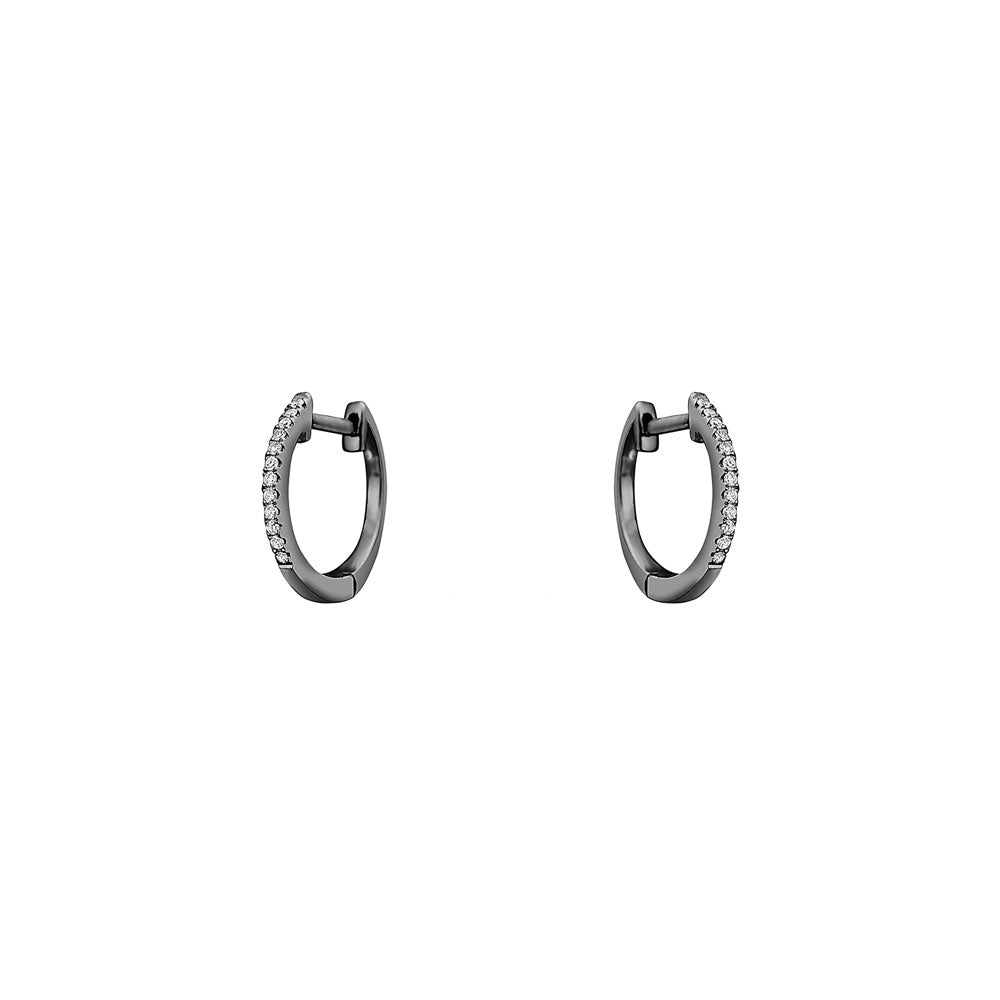 4 Karat White Gold Black Rhodium Huggy with White Diamonds