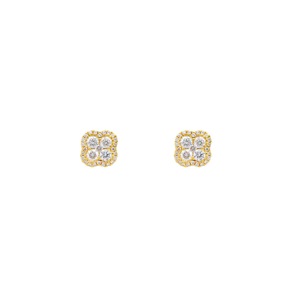 18 Karat Yellow Gold Clover Earring with DIamonds