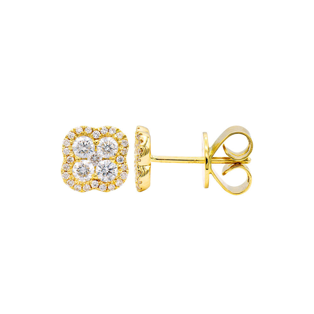 18 Karat Yellow Gold Clover Earring with DIamonds