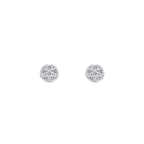 18 Karat White Gold Cluster Stud Earrings with Diamonds