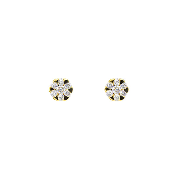 18 Karat Yellow Gold V-Style Earrings with Diamonds