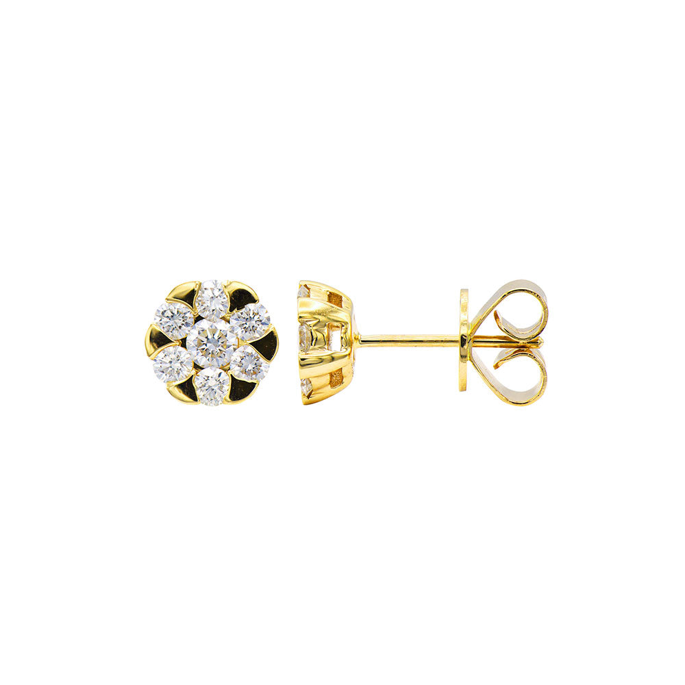 18 Karat Yellow Gold V-Style Earrings with Diamonds