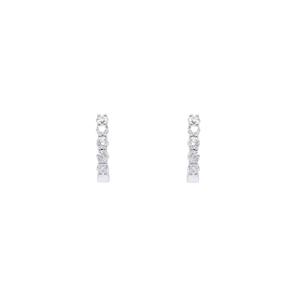 18 Karat White Gold Huggie Earrings with Diamonds