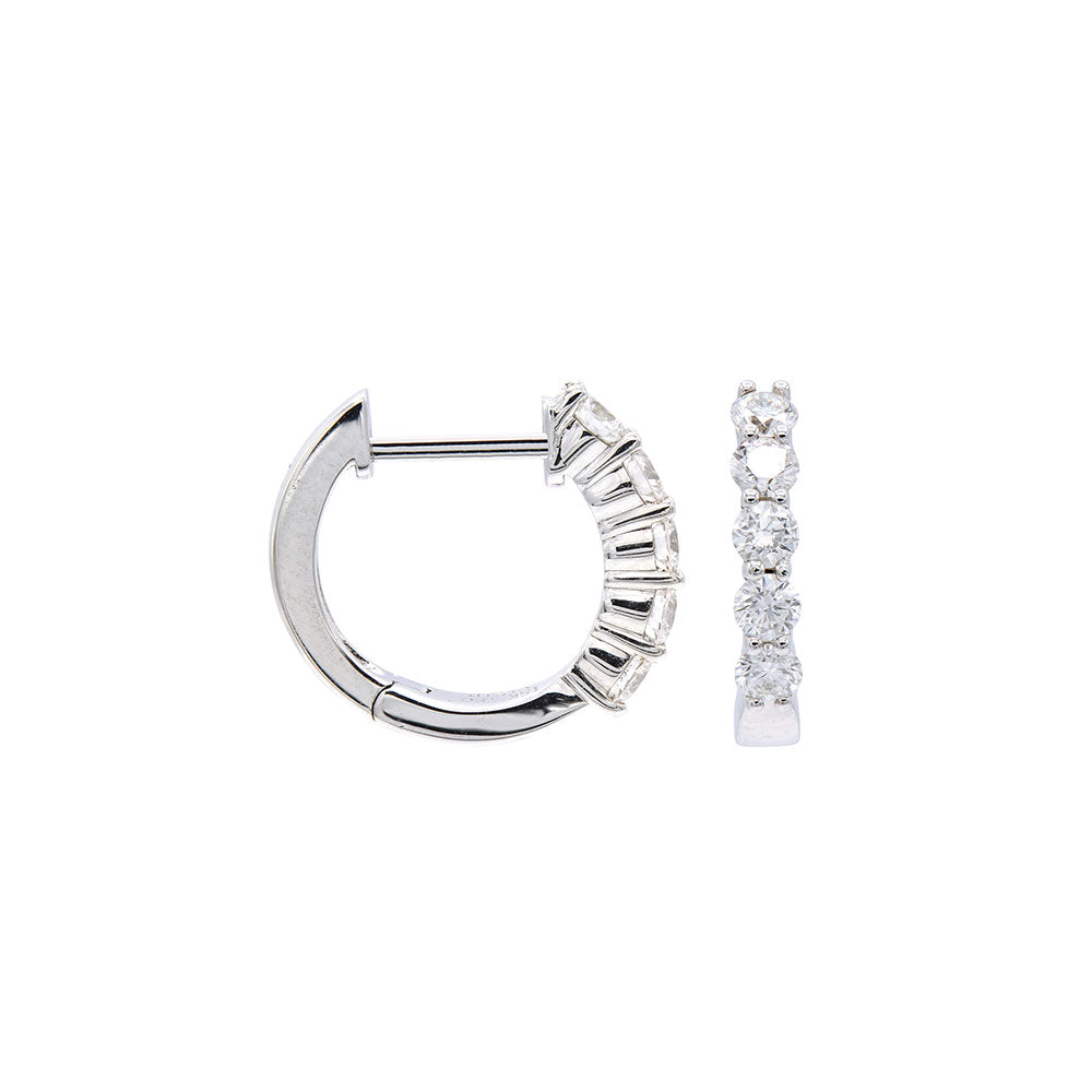 18 Karat White Gold Huggie Earrings with Diamonds