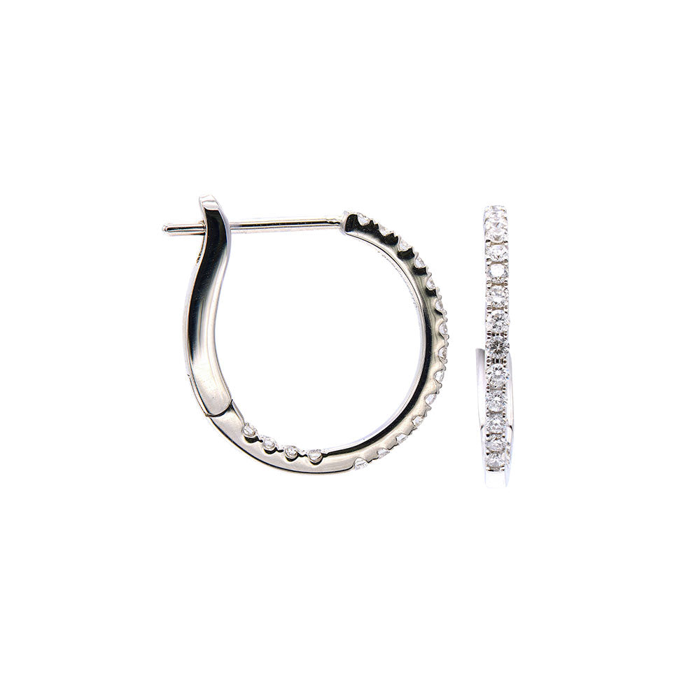18 Karat Yellow Gold Diamond Small hoop Earrings
