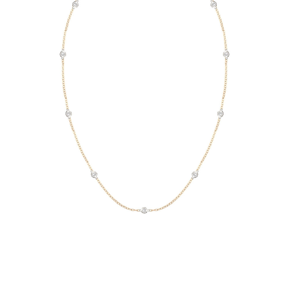 14 Karat Two Toned Gold Diamond by The Yard Necklace
