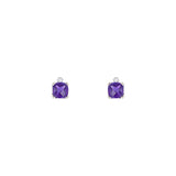 14 Karat White Gold Earrings with Amethyst and Diamonds