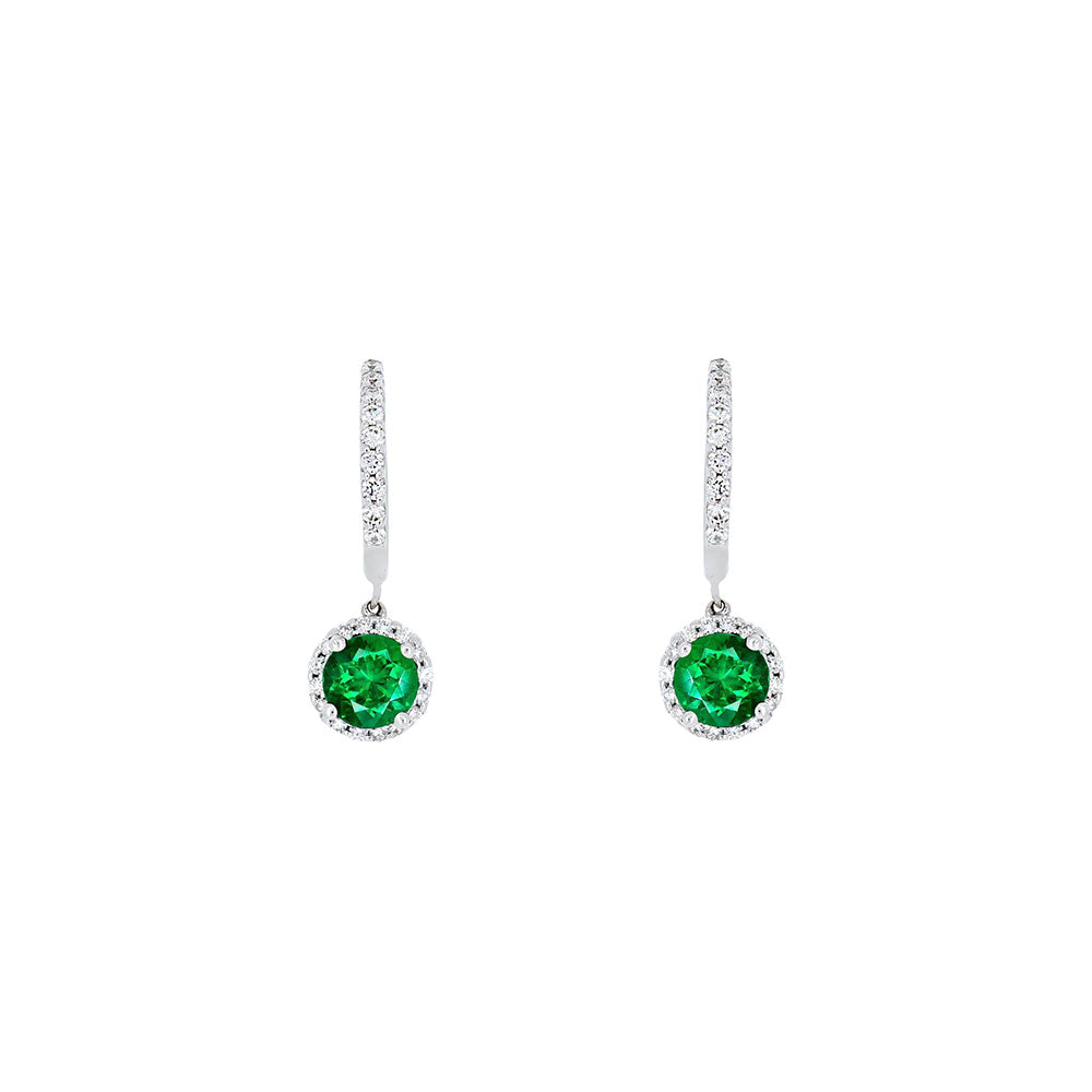 14 Karat Drop Earrings with Tsavorite and Diamonds