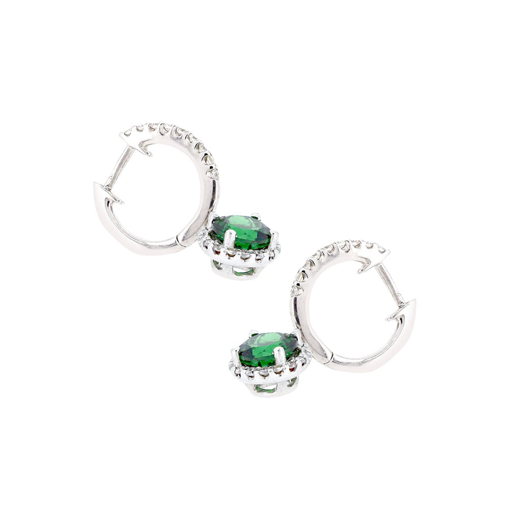 14 Karat Drop Earrings with Tsavorite and Diamonds