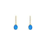 14 Karat Yellow Gold Drop Earrings with Doublet Opals and Diamonds