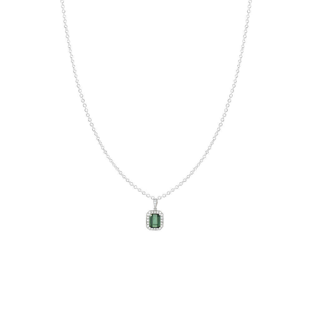 Collection 18-karat white gold, jade and diamond necklace