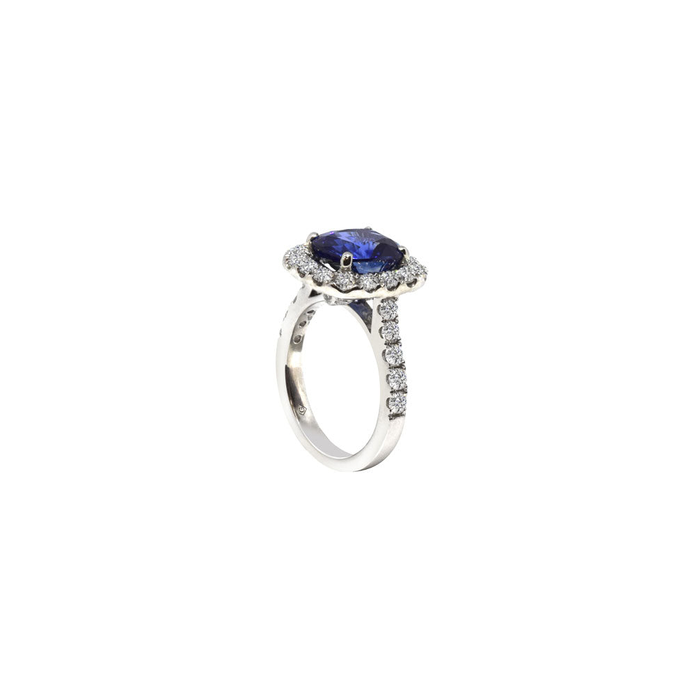 Platinum Sapphire and Diamond Ring