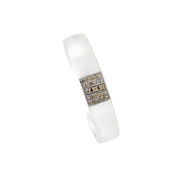 Sterling Silver NIA Bangle with White and Champagne Diamonds