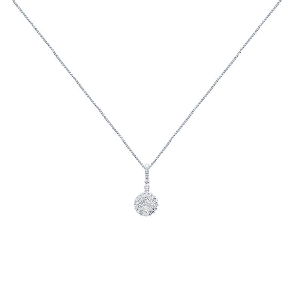 18 Karat White Gold Halo Necklace with Diamonds