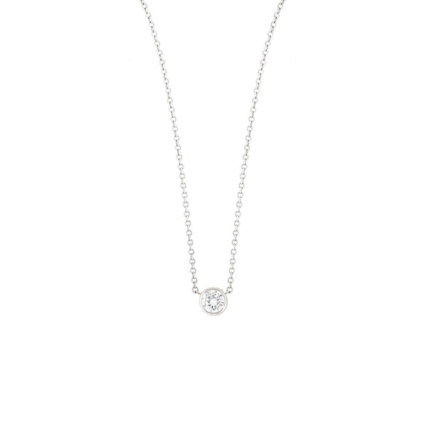14 Karat White Gold Bezel Set Diamond Necklace