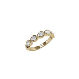 14 Karat Yellow Gold Bezel Band Pear Shape Diamonds