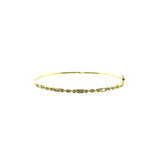 14 Karat Yellow Gold Hinged Oval Bangle with Round and Baguette Diamonds